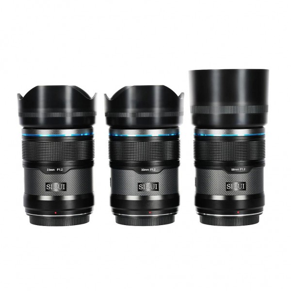 Sirui Sniper Set AS-3S-XB 23mm, 33mm & 56mm F1.2 APS-C Auto-Focus Lens Kit (Fuji X-Mount, Black, Car